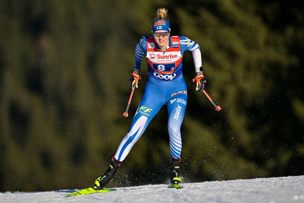 Vilma Nissinen kuuluu Suomen olympiajoukkueen uusiin nimiin Milano–Cortinassa. Kuva: Gian Ehrenzeller/Keystone via AP